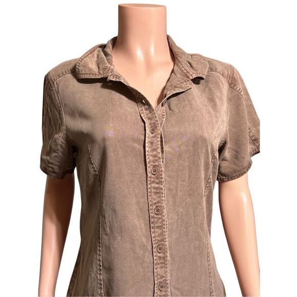 Pulp women short sleeve cedar tencel button up blouse S - Picture 2 of 6
